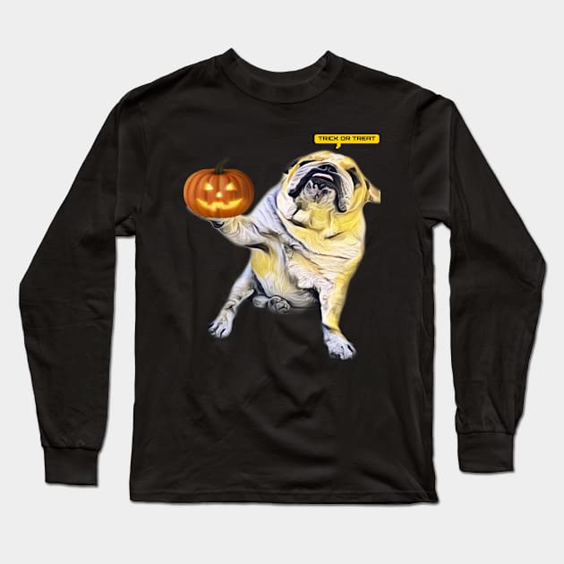 Charming English bulldog going Halloween trick or treat Long Sleeve T-Shirt by Khala